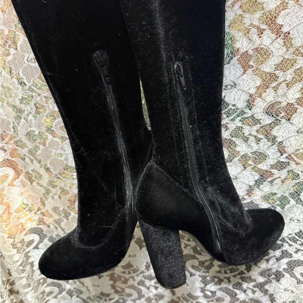 Carvela by Kurt Geiger black velvet over the knee thigh high boots sz 38